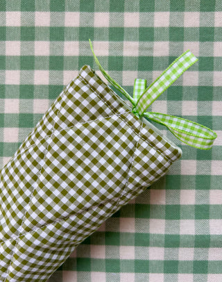 Green Gingham Sunglasses Case