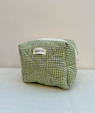 Green Gingham Wash Bag