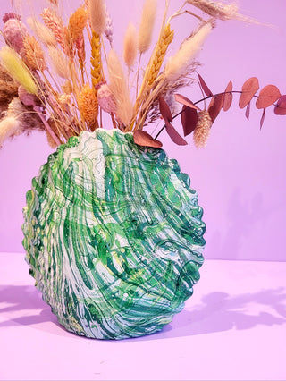 Marbled Shell Vase - Greens