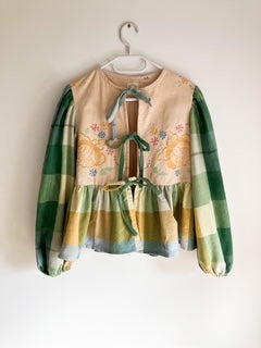 Green Peplum Tie Blouse