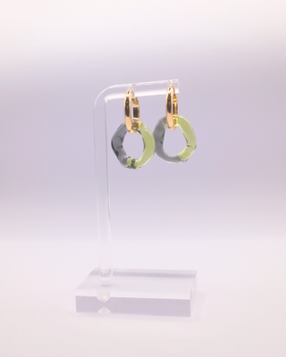 Two-tone Glass Charm Earrings - Green & Green