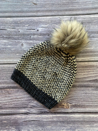 Grey and Ivory Stripe Lightweight Riverbend Beanie