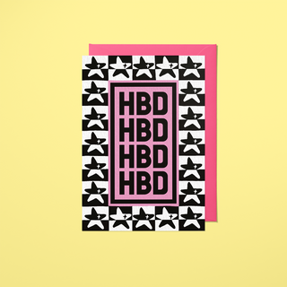 HBD, Star Border Greeting Card
