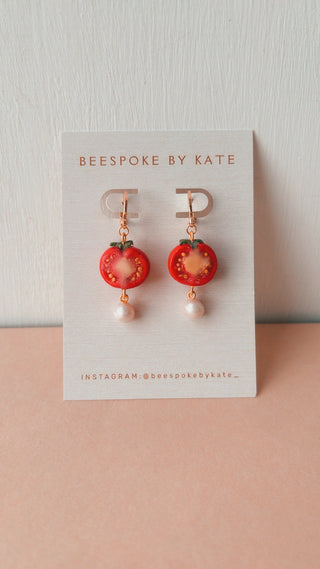 Tomato & Pearl Charm Earrings