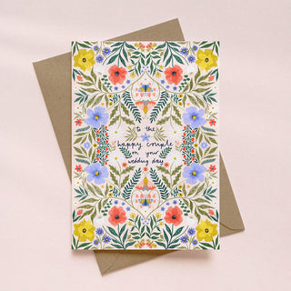 Happy Couple Floral Wedding Greeting Card