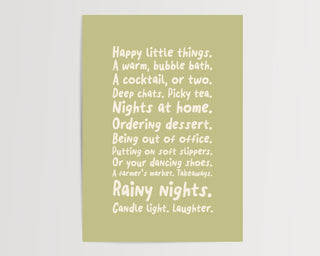 Happy Little Things Print in Green