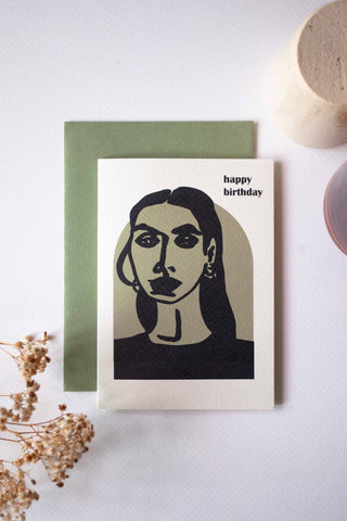 Portrait Happy Birthday Greeting Card