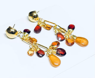 Garnet & Hessonite Garnet Gold Plated Earrings