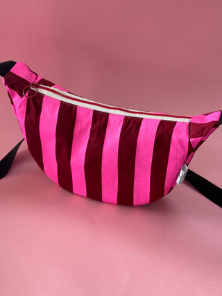Pink & Dark red stripes Sling bag