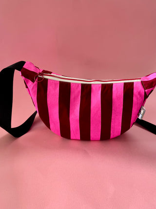 Pink & Dark red stripes Sling bag