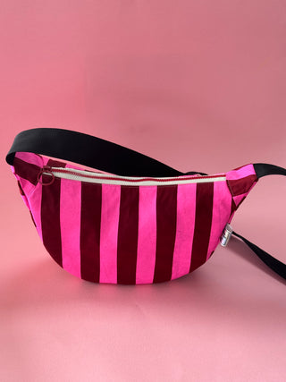 Pink & Dark red stripes Sling bag