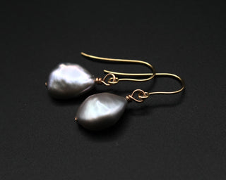 Silver Keshi 9ct Gold Earrings