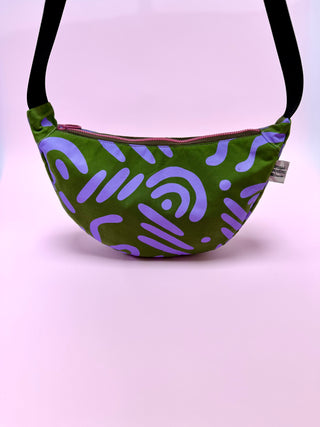 Purple & Green Abstract print Sling bag