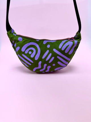 Purple & Green Abstract print Sling bag