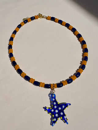 Starfish Necklace with Removable Charm - Glass Beads
