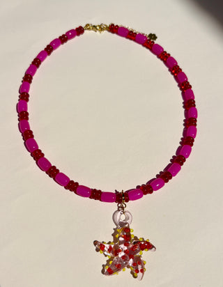 Starfish Necklace with Removable Charm - Glass Beads
