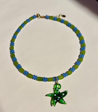Starfish Necklace with Removable Charm - Glass Beads