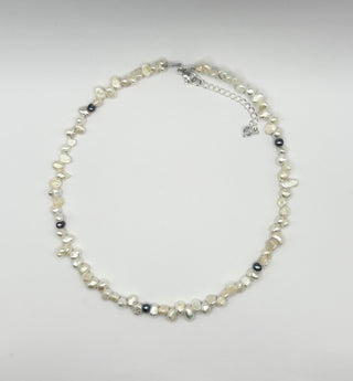 White and Blue Dot Pearl Necklace