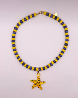 Starfish Necklace with Removable Charm - Natural Stone