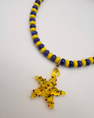 Starfish Necklace with Removable Charm - Natural Stone