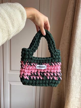 Green + pink mini bag with a detachable crossbody strap