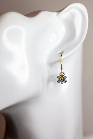 Black/Gold Flower Earrings