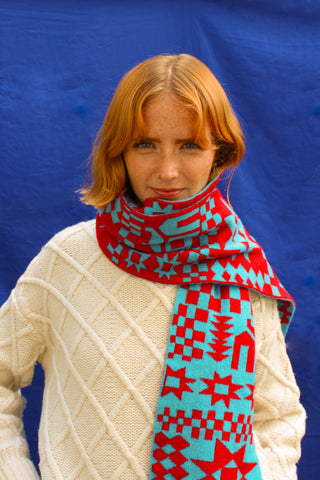 Reversible Patchwork Lambswool Scarf