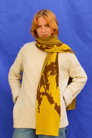 Abstract lambswool Knitted Scarf