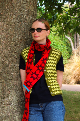Wonky Patchwork Lambswool skinny Scarves
