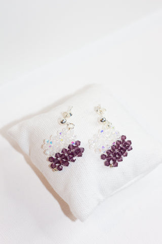 Purple Beaded Diamond Shape Earrings