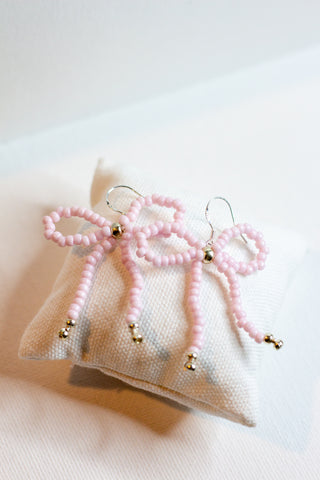 Baby Pink Single Ribbon Earrings