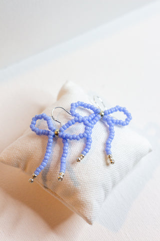 Baby Blue Single Ribbon Earrings