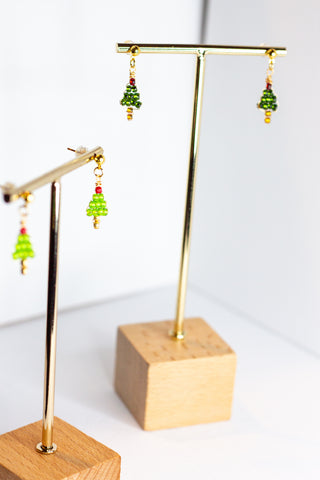 Light Green Mini Christmas Tree Earrings