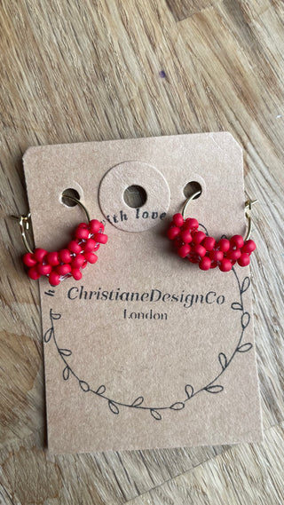Small matte red knitted hoops