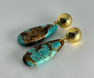 Bronzite Jasper Gold Plated Earrings