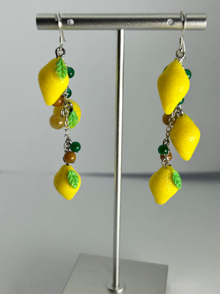Lemon & Agate Sterling Silver Hook Earrings