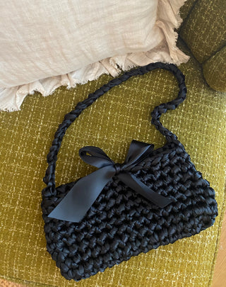 Liquorice Ribbon Bow Bag