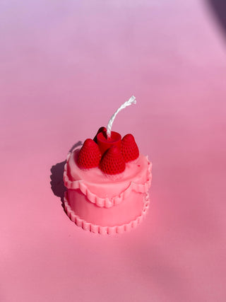 Pink Happy Birthday Cake Candle