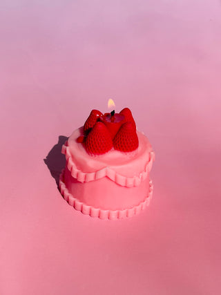 Pink Happy Birthday Cake Candle