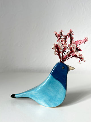 Medium Bird Vase Indigo Bunting