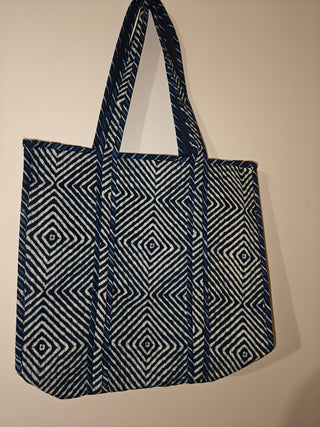 Indigo Geometric Tote