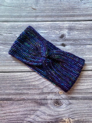 Indonesia Blue Herringbone Knit Earwarmer