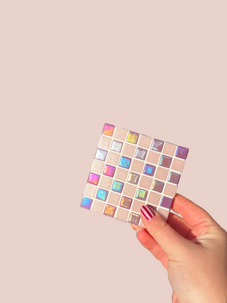 Iridescent Checkerboard Glass Tile Coaster