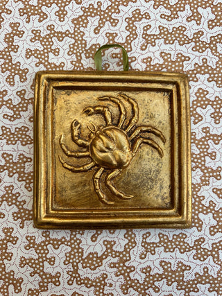 Italian vintage Gold Leaf Zodiac plaque