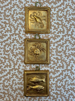 Italian vintage Gold Leaf Zodiac plaque