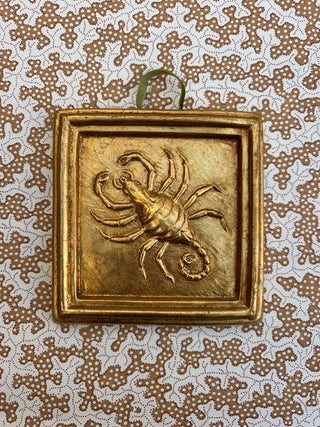 Italian vintage Gold Leaf Zodiac plaque