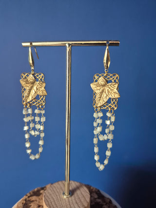 Ivy Leaf Beaded Earrings