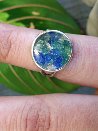 Kaleidoscope Ring - Dark Blue & Green Size R