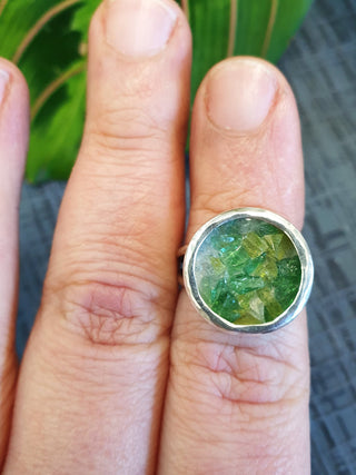 Kaleidoscope Ring - Green Yellow Size J