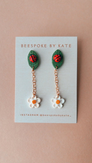 Spring Ladybird Drop Earrings